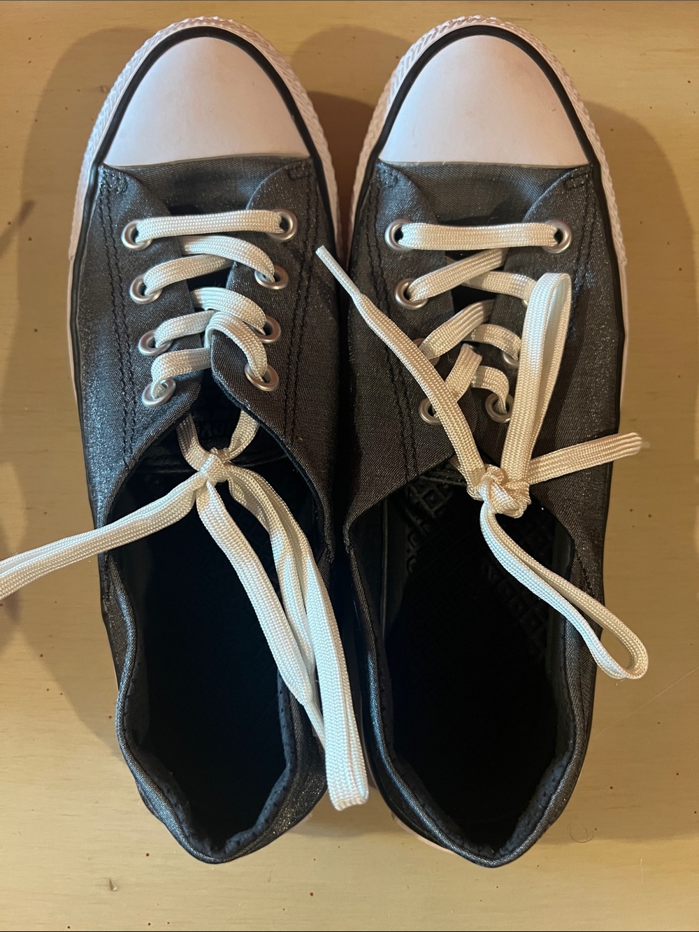 Converse Classic Grey Black Low-Top Canvas Sneakers with White Toe